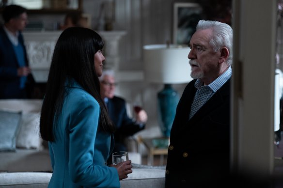 Brian Cox, right, has earned two Emmy nominations for his performance as ruthless patriarch Logan Roy.