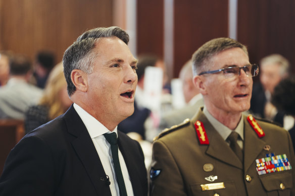 Richard Marles and Angus Campbell, pictured in April, received generous gifts.