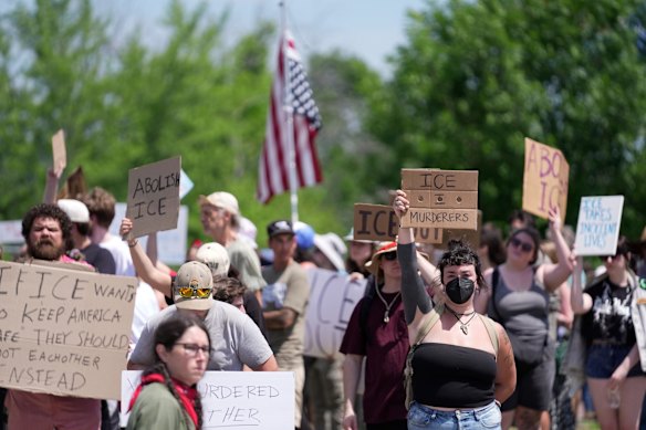Attendees at a snap protest in Maine.