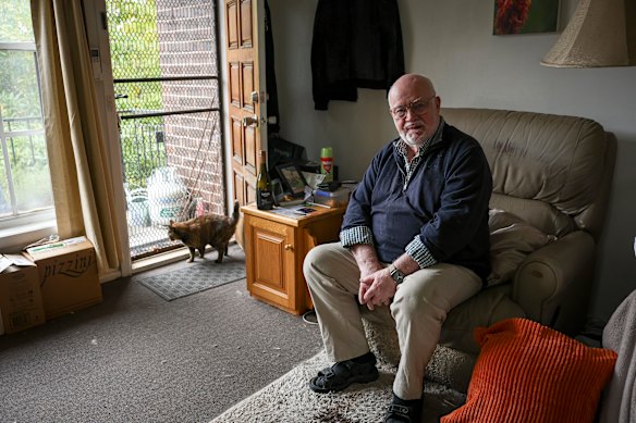Graham Palmer is a 79-year-old renter in Ringwood who has been trying to get solar panels installed in his four unit block to save on power, but has been blocked by investor owners.