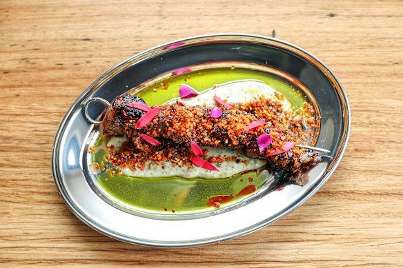 Hibachi-grilled kushiyaki beef skewer with nori aioli is on Commonfolk's evening menu.