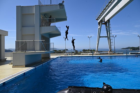 Members of Japan’s amphibious rapid deployment brigade training at Camp Ainoura, in Sasebo, Japan, in June 2025.