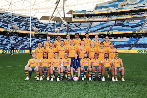 The Wallabies pose for a photo ahead of their Test against Ireland.