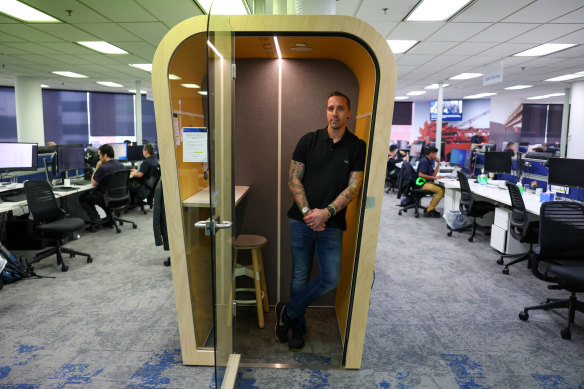 Calder occasionally works in a pod in Fortescue’s open-plan office when he really needs to focus.