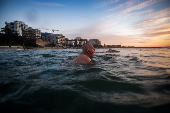 A member of the Cronulla Gropers swimming group at Cronulla beach.