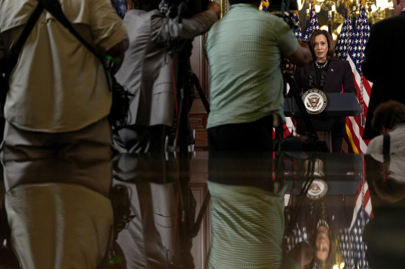 Vice President Kamala Harris speaks following a meeting with Israeli Prime Minister Benjamin Netanyahu.