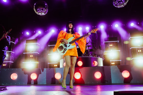 Khruangbin performs at the Sidney Myer Music Bowl on Friday night.