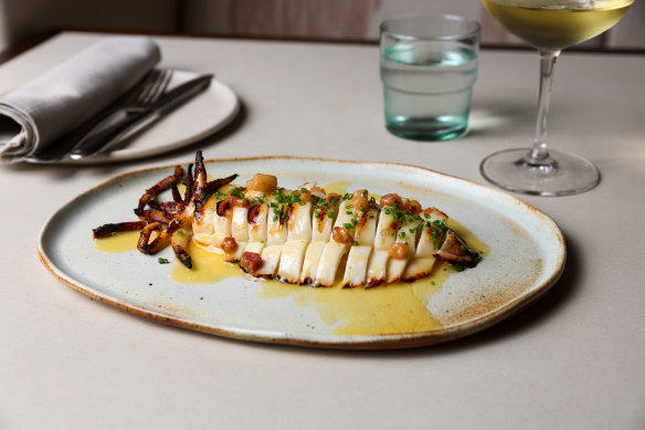 Go-to dish: Grilled southern calamari, preserved lemon, pancetta, aioli.