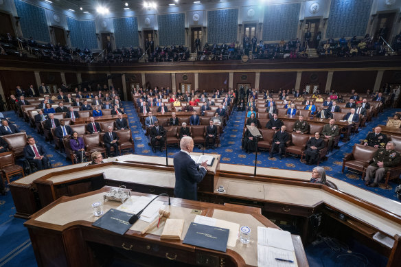 The State of the Union address at the Capitol, Washington. 