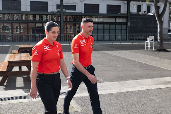  Sydney Swans AFLW captain Lucy McEvoy and coach Colin O’Riordan spoke to the media last week.