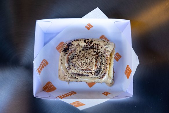 Cinnamon scroll with bueno topping. 