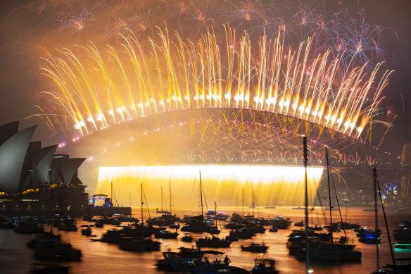 New Year’s Eve fireworks over Sydney Harbour.