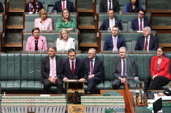 Treasurer Jim Chalmers delivers the budget speech on Tuesday evening.