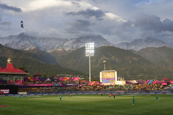 Postcard perfect: The Dhauladhar range of the Himalaya is seen in the background.
