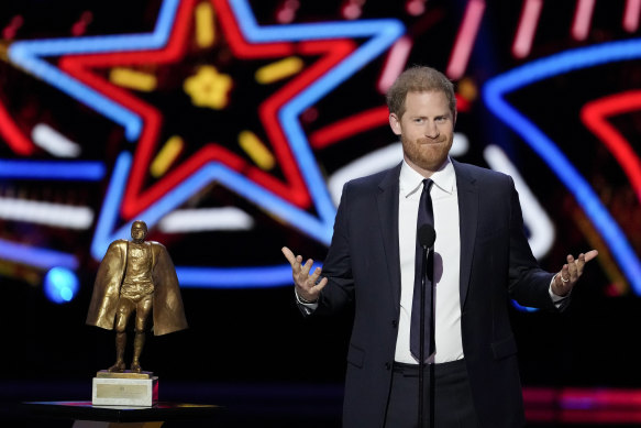 Prince Harry at the NFL Honours award show ahead of Super Bowl 58 in Las Vegas.