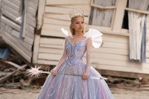 Ariana Grande as Oz’s official cheerer-upper Glinda in Wicked: For Good. 