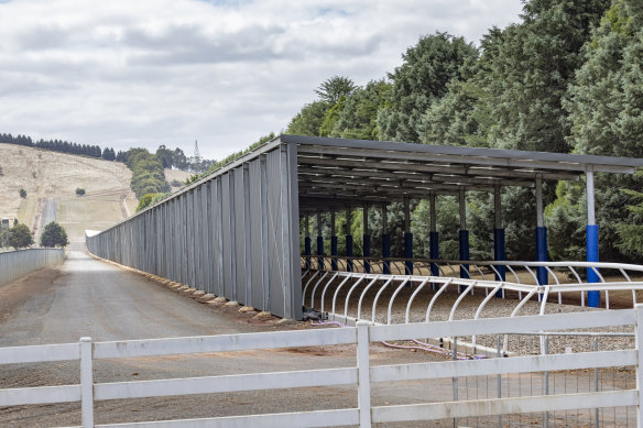 The top 400m uphill section of Ballarat Turf Club’s new training track has not been finished.