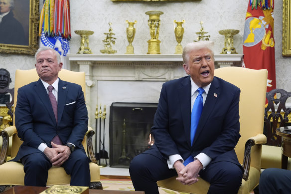 Trump hosts Jordan’s King Abdullah II in the Oval Office at the White House.