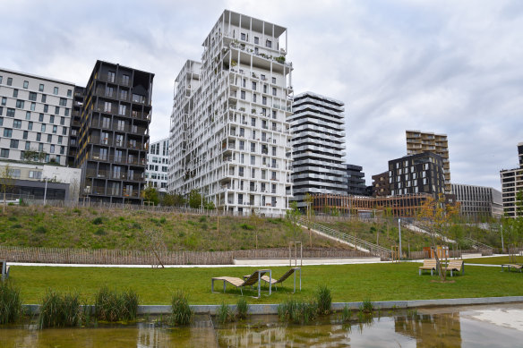 Modern apartment buildings in Clichy-Batignolles.