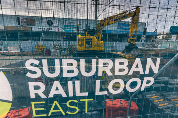 Suburban Rail Loop construction in Clayton last year.