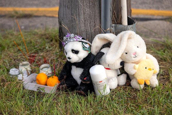 Tributes left for the children at the scene of the accident.