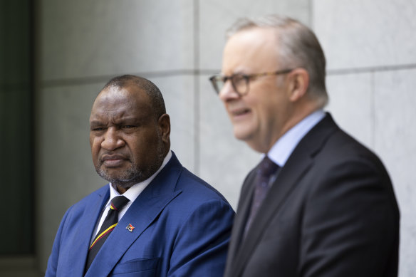 PNG Prime Minister James Marape with Prime Minister Anthony Albanese earlier this month.