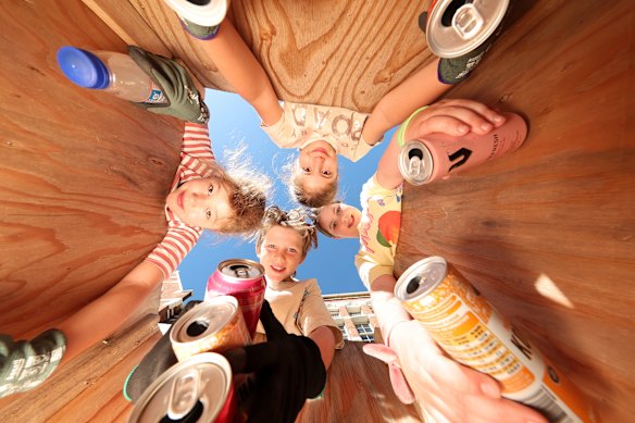 Recycling for “good stuff”: Students from St Kilda Park Primary School have taken to the container deposit scheme with gusto.