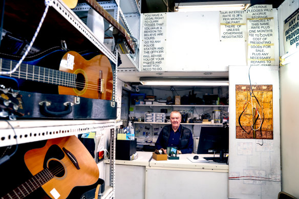 Rob Herron has owned and operated a pawn shop in Crows Nest for 35 years. He says he often sees people come in who are struggling to pay their household bills.