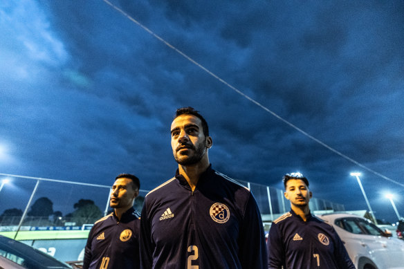 Hakeem al-Araibi (centre), Zelfy Nazary (left) and Mouad Zwed (right) are three St Albans Saints footballers currently fasting.