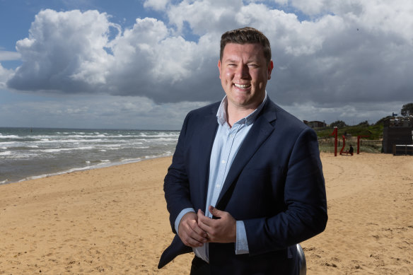 Liberal candidate Nathan Conroy, who has served as the City of Frankston mayor for the past three years, in Dunkley on Friday.