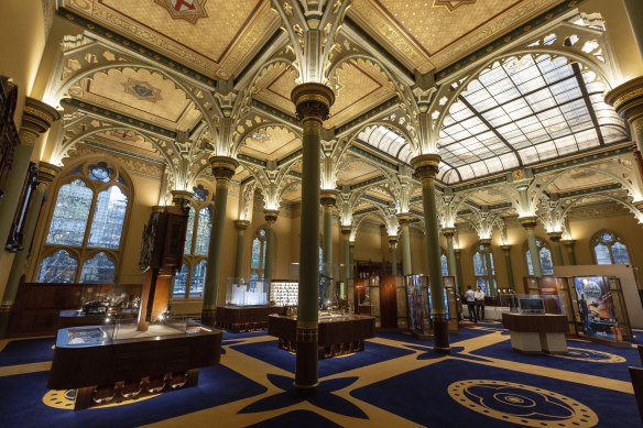 Details of the ornate ceilings inside the Gothic Bank, where there is also a banking museum.