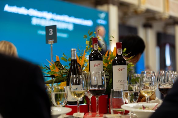 Penfold’s wines on display at the PM’s lunch in Shanghai.