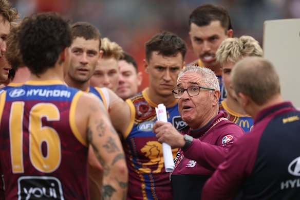 Panic stations? Chris Fagan speaks to his players during the loss to GWS.