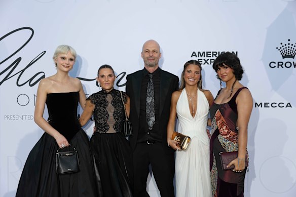 The Piastri family at Glamour on the Grid  on Wednesday night: Hattie, Nicole, Nicole’s partner Tim, Mae and Edie. 