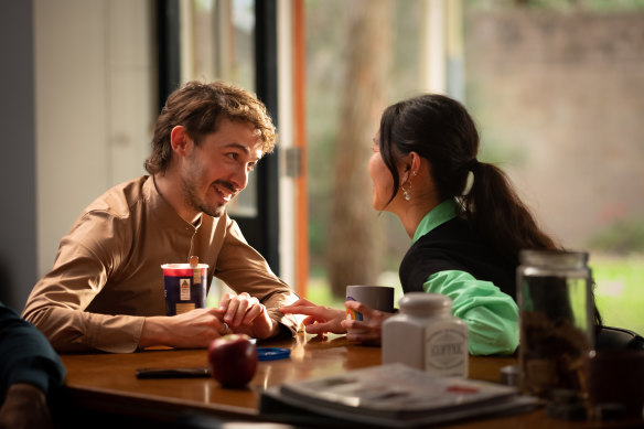 Bowie (Christian Byers), pictured with Mei (Deborah An), is the only character from Bump to have made the leap to spin-off show Year Of.