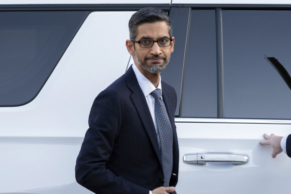 Google and Alphabet CEO Sundar Pichai as he arrived at the federal courthouse in Washington on Monday.