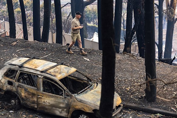 Surveying the damage at Koolewong.