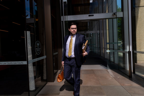 Bruce Lehrmann outside the Federal Court in Sydney on Monday.