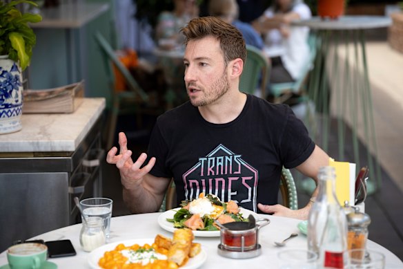Olympic diver-turned-actor and addiction counsellor Matthew Mitcham at La Bottega in Leichhardt. 
