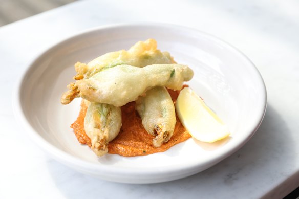 The stuffed zucchini flowers.