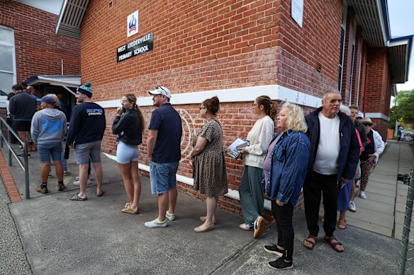 People voting in the federal seat of Curtin at West Leederville Primary School.