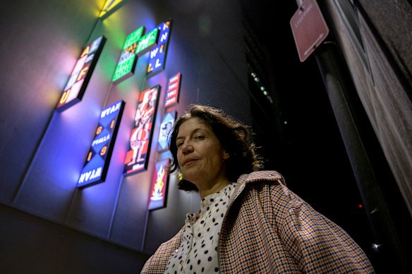 A woman without a man is like a fish without a bicycle, said Gloria Steinem. Her message is embodied in this feminist artwork by Dutch-American artist Lara Schnitger, (pictured) which surprises visitors to this otherwise grungy lane. 