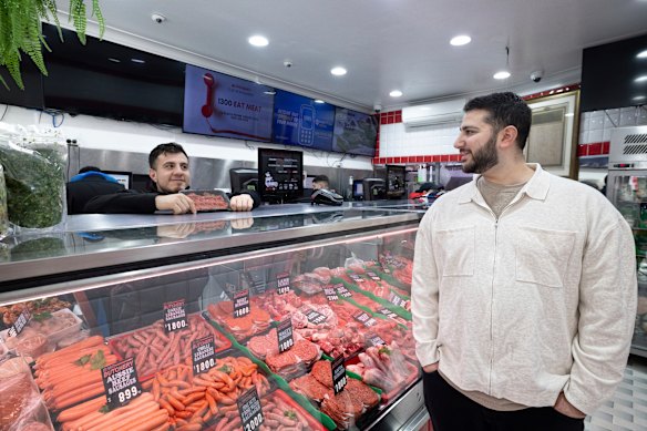 Mohamed Omran (right) at Punchbowl’s Abu Ahmad Butchery. He believes a domestic halal certification standard would be the best solution.