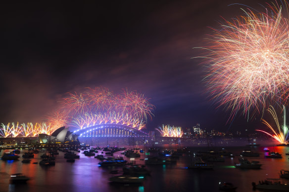 New Year’s Eve fireworks over Sydney Harbour.