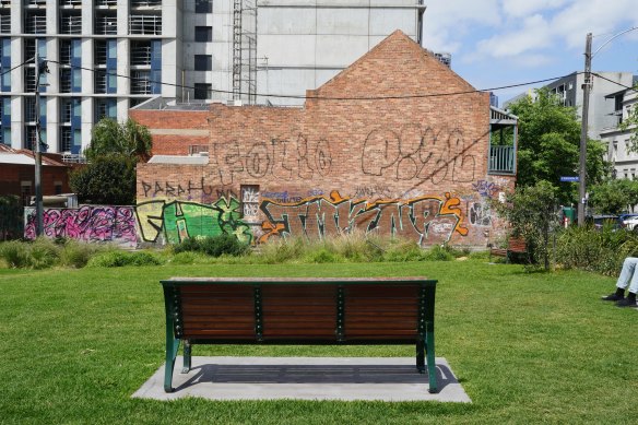The temporary park that now occupies the site of the former Corkman Hotel in Carlton.