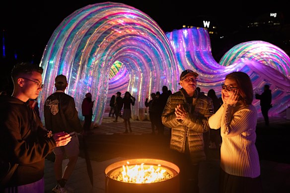 Attendees at Barangaroo on the opening night of this year’s Vivid festival, on May 23.