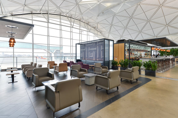 Qantas’ reopened lounge in Hong Kong.