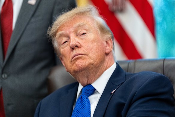 US President Donald Trump in the Oval Office on Monday.