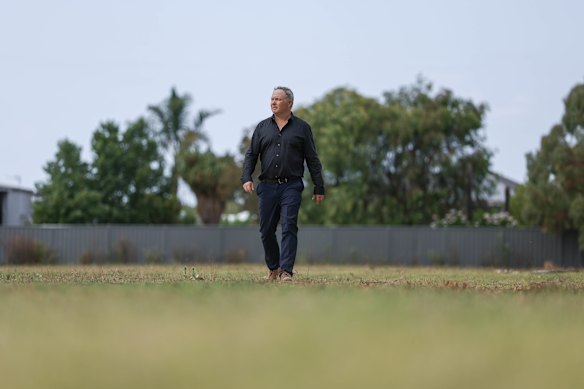 Colac Otway Shire Mayor Jason Schram at the Pound Road site destined for social housing.