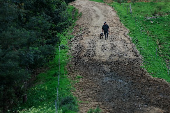 Paul Peluso on one of his farm tracks. 